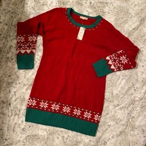 NWT Christmas Winter Tunic Sweater dress sz Lg!!